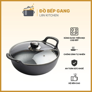  T03_Chảo sâu lòng dùng trên bếp từ chảo gang chống dính tự nhiên chảo chống dính LIINKITCHEN 