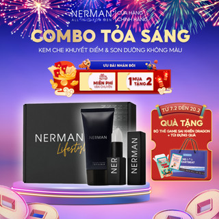 Combo tỏa sáng Nerman - Kem che khuyết điểm, chống nắng Invisible 50g & Son dưỡng ẩm, ngừa thâm Men in Black cho nam 4g