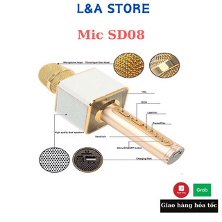 Mic kèm loa bluetooth karaoke không dây SD08 chất, Mic bắt cực chuẩn, Loa âm bass đỉnh. Bảo hành 12 tháng