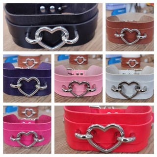 vòng choker cổ da lót nhung vòng hình trái tim to cố định