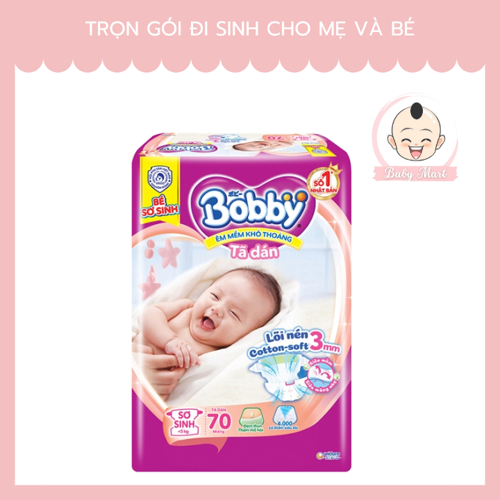 Tã dán sơ sinh Bobby XS70