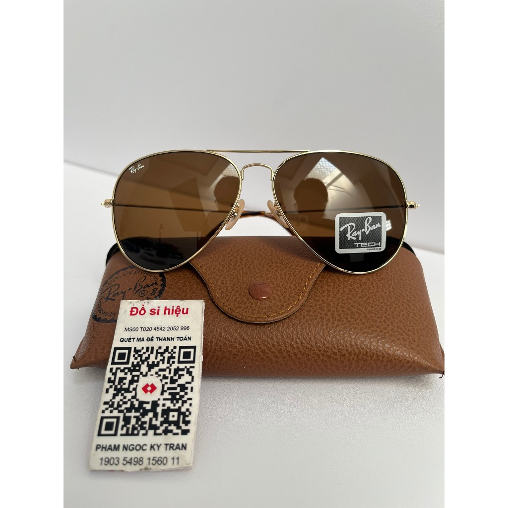 Kính rayban 3026 aviator diamond của ý, 2nd, tròng thủy tinh nâu trà đi ngày và đêm, unisex , có size 58 và 62