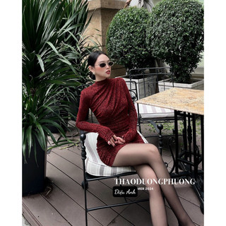 Đầm body nhũ nhún sẵn đệm vai sexy đi tiệc bar phố a11