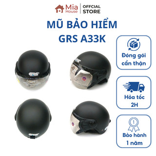 Mũ bảo hiểm nón nửa đầu có kính nam nữ GRS A33k, mũ bảo hiểm 1/2 chính hãng bảo hành 12 tháng MI-A house