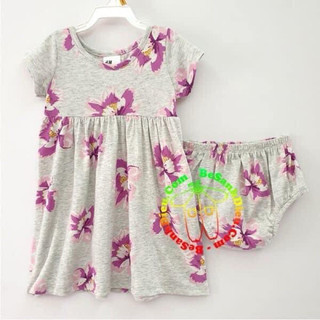 Vải thun cotton hoa tím nền xám nhạt