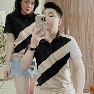 Áo thun Polo nam ngắn tay cổ bẻ, áo đôi nam nữ, áo polo nam nữ áo đôi co giãn đẹp mẫu mới