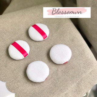 Bông phấn ruy băng hồng đậm 5.5cm