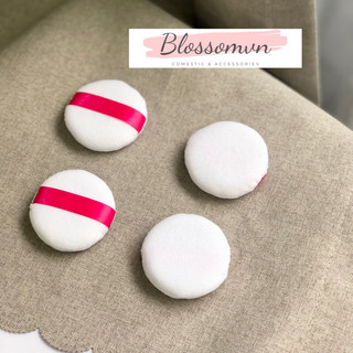 Bông phấn ruy băng hồng đậm 5.5cm