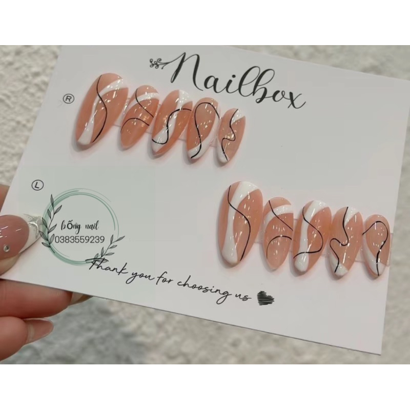 (N33) bống nailbox thiết kế màu thạch, vẽ lượng sóng