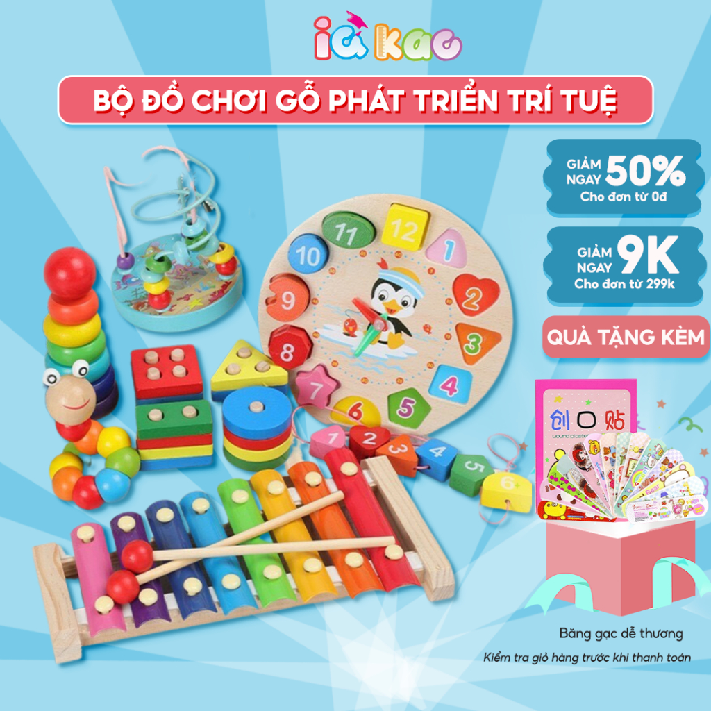 Bộ đồ chơi bằng gỗ 6 món màu sắc, giúp tăng khả năng sáng tạo, phát triển trí não cho bé trai và bé gái