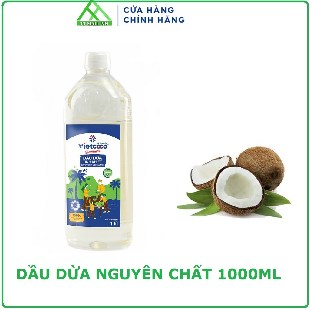 Dầu Dừa Tinh Khiết Organic Vietcoco 1L - Pure Virgin Coconut Oil
