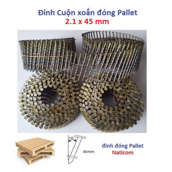 Đinh cuộn 2.1x45mm - cuộn xoắn 300 cây đinh dài 45mm đóng pallet gỗ ván