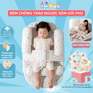 Đệm gối chống trào ngược cao cấp IQKAO đai đeo, kèm gối chặn, hỗ trợ bé sơ sinh, giúp ngủ ngon, đúng tư thế - BI01