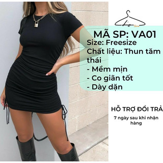 Đầm Body Rút Dây 2 Bên, Phù Hợp Đi Chơi Đi Tiệc, Chất Thun Tăm Thái