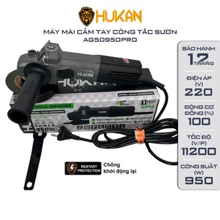 Máy Mài Cầm Tay HUKAN AG50950PRO, Công tắc sườn, Công Suất 950w, Tặng 1 Đá cắt