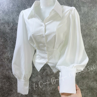 Áo sơ mi croptop tay phồng A52