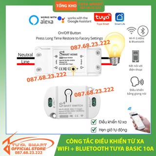 Công Tắc Wifi Tuya Basic 10A (Thay Cho Sonoff Basic) Điều Khiển Bật Tắt Từ Xa Trên Điện Thoại Qua App Tuya Và Giọng Nói