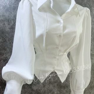 Áo sơ mi croptop tay phồng A52