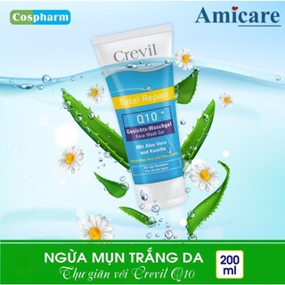  Crevil Gel Rửa Mặt Trắng Da, Ngừa Mụn Q10 Total Repair Face Wash Gel 200ml