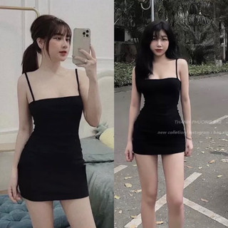 Váy 2 dây thun body dáng ngắn( hàng siêu đẹp)