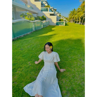 Đầm Linen Tay Phồng Ben Nối - Ân Nhã