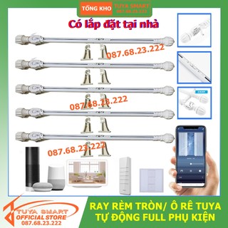Ray rèm tròn tự động chống ồn loại 1 full phụ kiện lắp cho các loại động cơ rèm - loại ray ô rê/ ray tròn