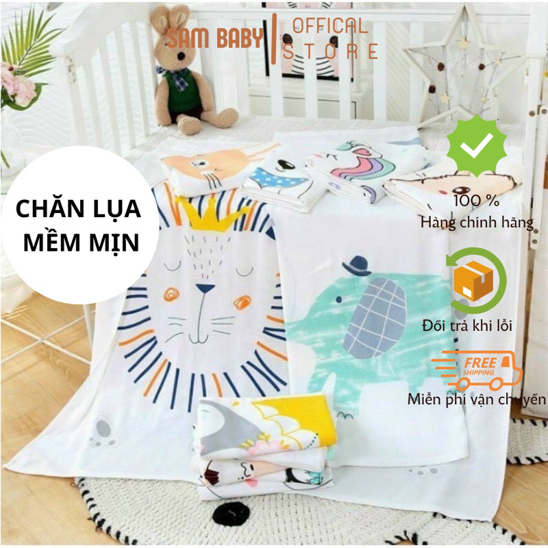 Chăn mền lụa đắp hè cho bé vải cotton mềm mại thoáng mát phù hợp đắp cho