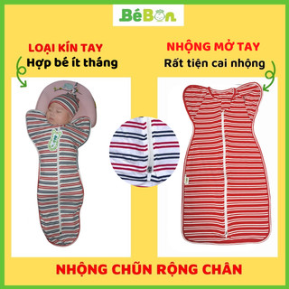 CHẤT XỊN Quấn chũn nhộng chũn cho bé sơ sinh rộng chân mở tay, kín tay giúp cai nhộng cocoon, ủ kén