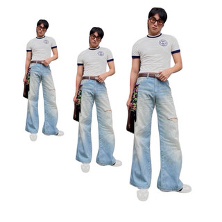 SKY BLUE BAGGY - Quần jeans ống rộng unisex nam nữ