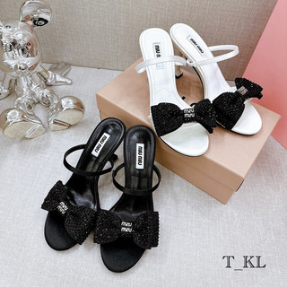 👠huyenshoes👠guốc nơ đá miu về 2 màu siuu đẹp hàng qc fullbox
