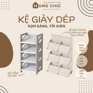Kệ giày khay đựng giày dép kệ đa năng bằng nhựa lắp ráp xếp chồng lên nhau tiết kiệm không gian | HOME CHIC CORNER