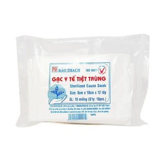 Gạc y tế tiệt trùng gạc miếng bảo thạch 12 lớp túi 10 miếng có 2 kích cỡ