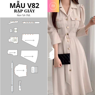 Rập giấy váy kiểu nữ V82 size XS-3XL (bản vẽ)