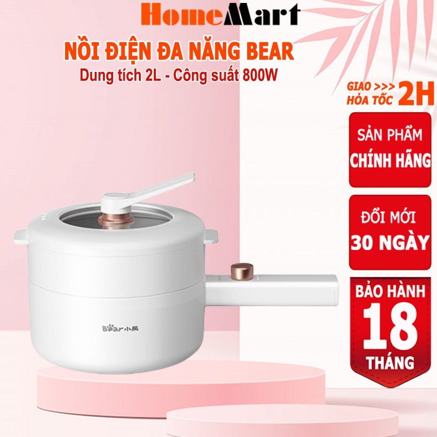 Nồi điện đa năng Bear 1.6L-2L-3L  nồi lẩu điện đa năng, HomeMart – Hàng chính hãng bảo hành 6-18 tháng