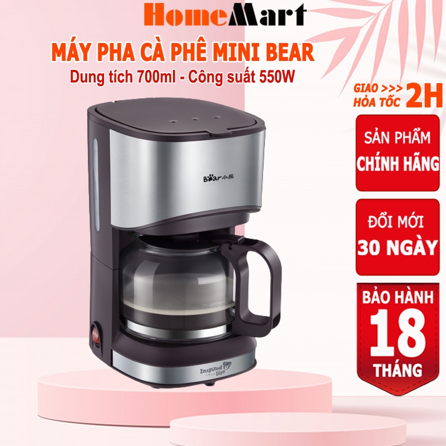 Máy pha cà phê Bear KFJ-A07V1, máy pha cafe tự động dung tích 700ml – Hàng chính hãng BH 6-18 tháng