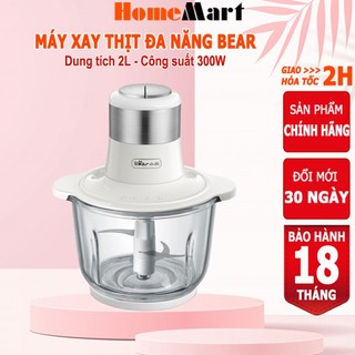 Máy xay thịt đa năng 2L Bear, cối thủy tinh, dao 4 lưỡi, xay thịt, cua, cá, rau củ – Hàng chính hãng