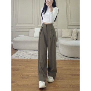 Quần suông xếp ly đen nâu new