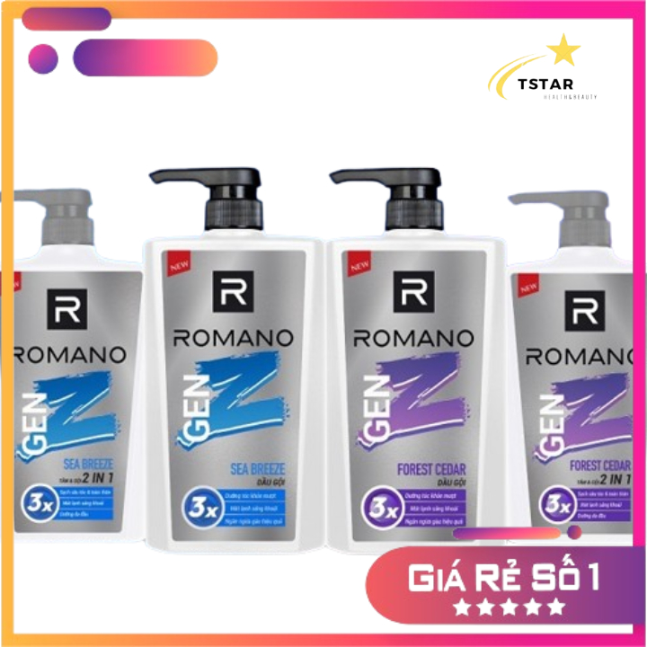 Dầu Gội ROMANO Gen Z Hương Sea Breeze/ Forest Cedar 610g [Tặng Xịt Romano Genz 63ml] Chính Hãng