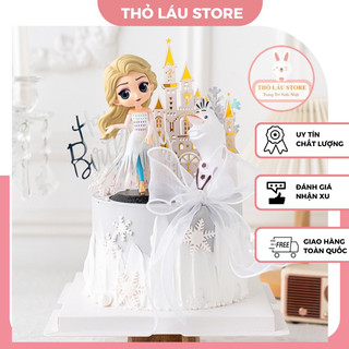 Công chúa Elsa Trắng trang trí bánh sinh nhật, Nữ hoàng băng giá trang trí, công chúa Elsa