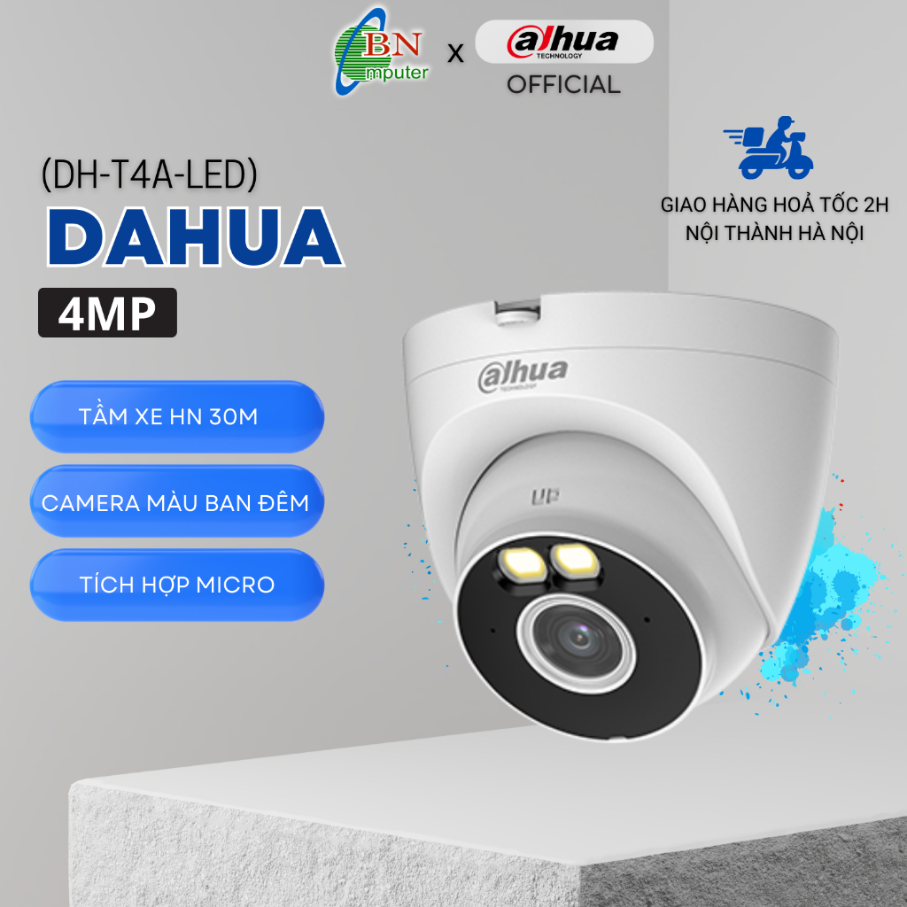 Camera IP Wifi Dahua DH-T4A-LED 4MP, tích hợp micro, có màu ban đêm, bảo hành 24 tháng