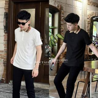 Áo polo nam cổ bẻ BBR cotton gai trơn cổ chun kẻ sọc be đen kiểu dáng đơn giản basic