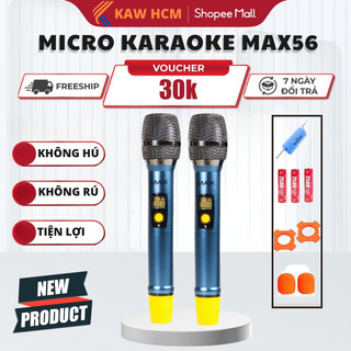 Micro không dây đa năng MAX 56 thế hệ mới, hát nhạy, chống hú rít, Tích hợp cổng sạc, Tiện lợi mang đi picnic, bh12tháng