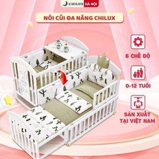 Nôi cũi cho em bé CHILUX PEACE WHITE - Đa năng 6 chế độ cho bé sơ sinh đến 12 tuổi