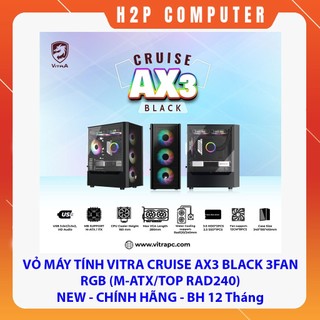 Vỏ máy tính vitra cruise ax3 black 3fan rgb - new - chính hãng - bh 12 tháng