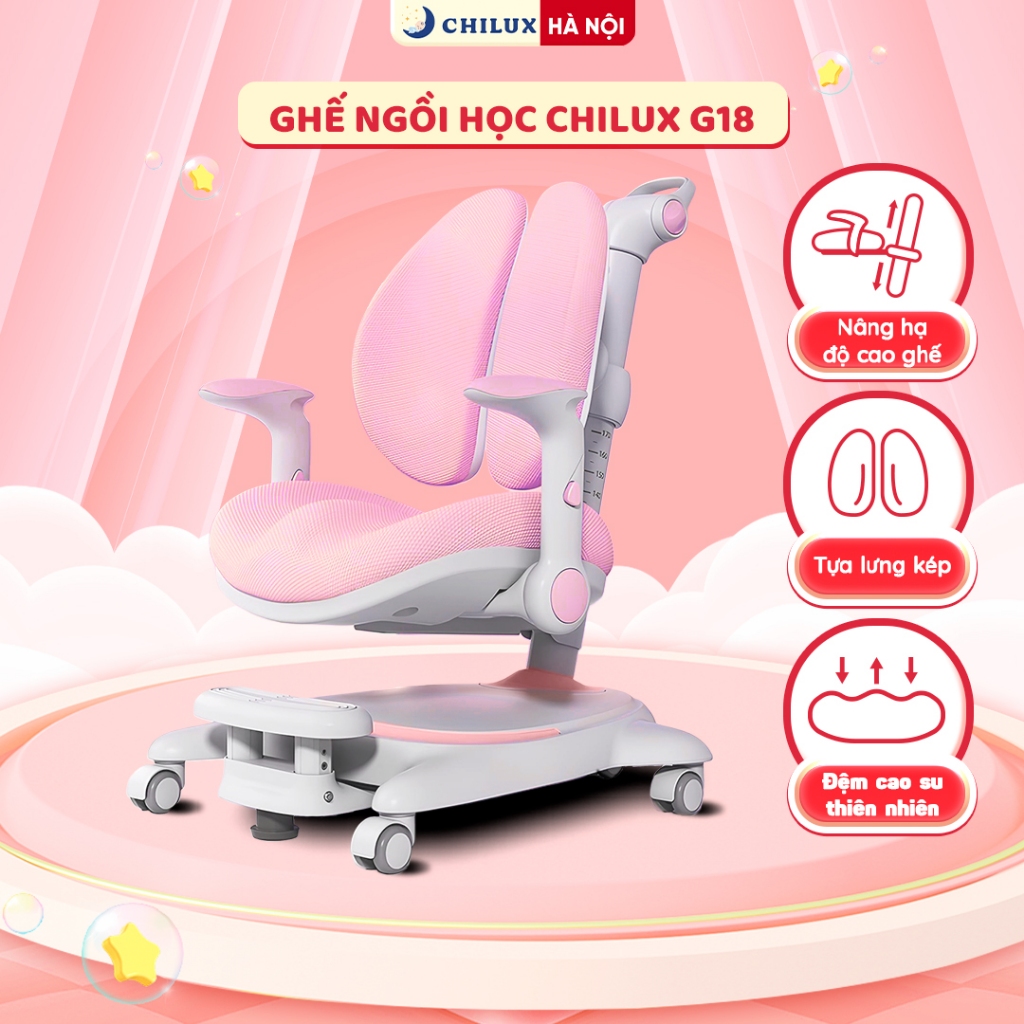 Ghế ngồi học chống gù Chilux G20, bé ngồi đúng tư thế, bảo vệ cột sống, có thể thay đổi chiều cao