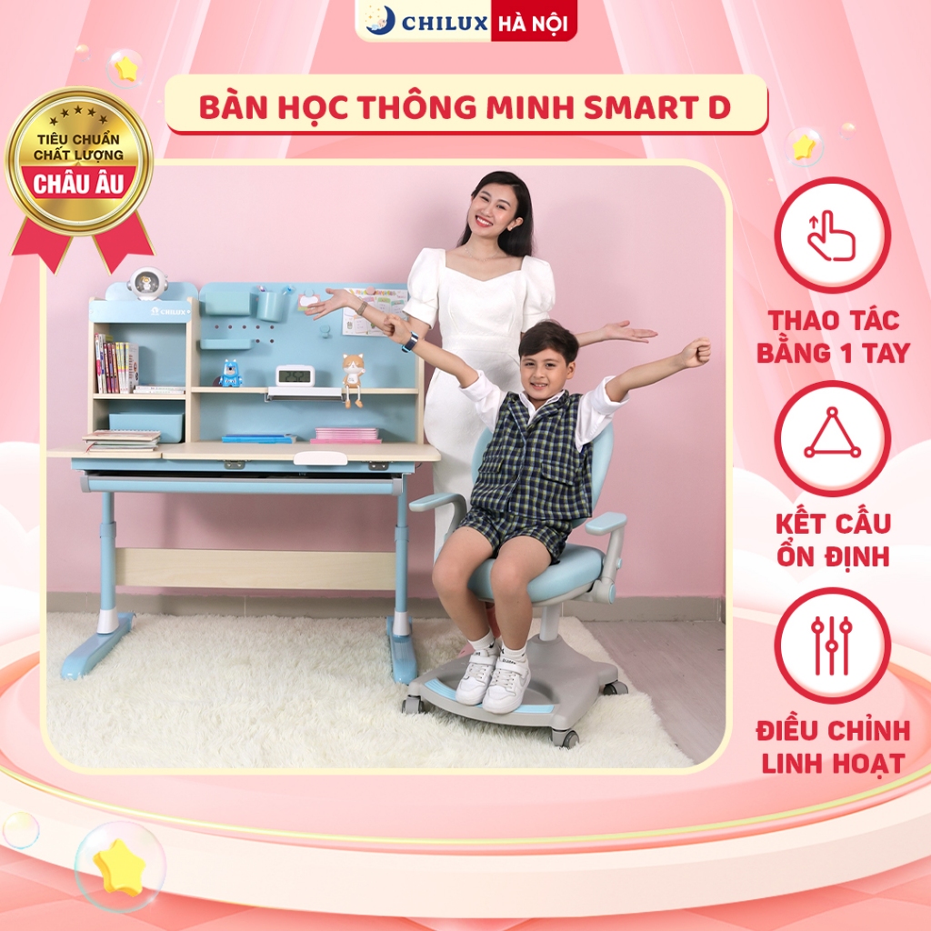 Bàn học cho bé Chilux Smart D - Chống gù, chống cận, điều chỉnh chiều cao, độ nghiêng đa dạng