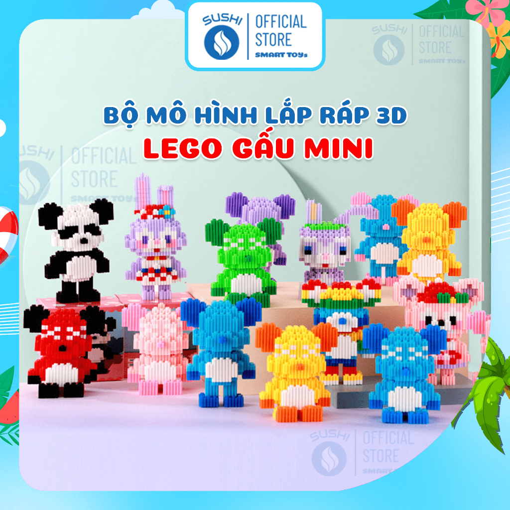 [Tặng búa] Mô hình lắp ráp lego gấu bearbrick mini , mô hình 3D, đồ chơi thông minh Sushi Store