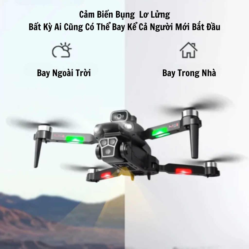 Flycam mini M1s - Play cam máy bay điều khiển từ xa bộ 3 camera 4k, Động cơ không chổi than, cảm biến tránh vật cản | BigBuy360 - bigbuy360.vn