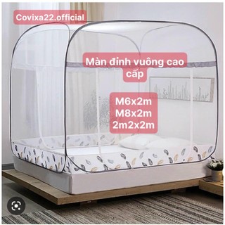 Màn chụp tự bung đỉnh vuông, Mùng chụp tự bung chống muỗi gấp gọn tiện dụng m6 m8 2m2