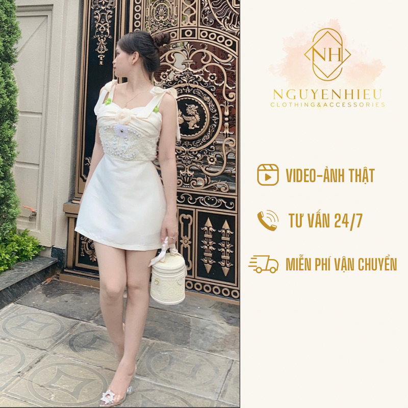 [Ảnh thật] [Hàng sẵn] Váy 2 dây chan.el tiểu thư thiết kế